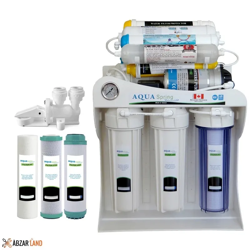 دستگاه تصفیه آب آکوآ اسپرینگ مدل UF - SF4200 به همراه فیلتر بسته ۳ عددی و کیت نشتی‌گیر